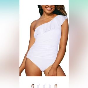 Never worn!!! Super cute white swim suit! Size 12